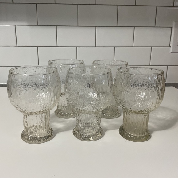 VTG MCM Indiana Glass Glacier Water Goblets, Set of 5 - Picture 3 of 7